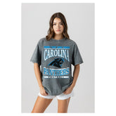 Carolina Panthers Gameday Couture Women's Oversized Classic Grind Washed T-Shirt - Gray - NFL
