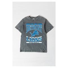 Detroit Lions Gameday Couture Women's Oversized Classic Grind Washed T-Shirt - Gray - NFL