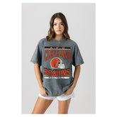 Cleveland Browns Gameday Couture Women's Oversized Classic Grind Washed T-Shirt - Gray - NFL
