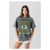 Green Bay Packers Gameday Couture Women's Oversized Classic Grind Washed T-Shirt - Gray - NFL