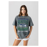 Seattle Seahawks Gameday Couture Women's Oversized Classic Grind Washed T-Shirt - Gray - NFL