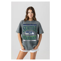 Seattle Seahawks Gameday Couture Women's Oversized Classic Grind Washed T-Shirt - Gray - NFL