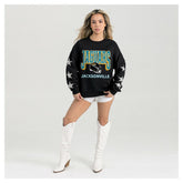 Jacksonville Jaguars Gameday Couture Women's Pure Victory Rhinestud Star-Sleeve Pullover Sweatshirt - Black - NFL