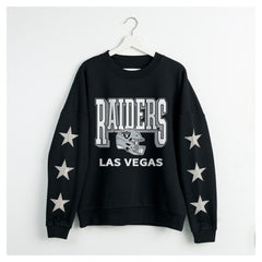 Las Vegas Raiders Gameday Couture Women's Pure Victory Rhinestud Star-Sleeve Pullover Sweatshirt - Black - NFL