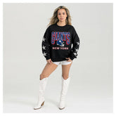 New York Giants Gameday Couture Women's Pure Victory Rhinestud Star-Sleeve Pullover Sweatshirt - Black - NFL