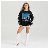 Detroit Lions Gameday Couture Women's Pure Victory Rhinestud Star-Sleeve Pullover Sweatshirt - Black - NFL