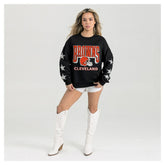 Cleveland Browns Gameday Couture Women's Pure Victory Rhinestud Star-Sleeve Pullover Sweatshirt - Black - NFL