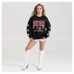 Atlanta Falcons Gameday Couture Women's Pure Victory Rhinestud Star-Sleeve Pullover Sweatshirt - Black - NFL