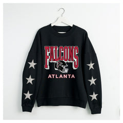 Atlanta Falcons Gameday Couture Women's Pure Victory Rhinestud Star-Sleeve Pullover Sweatshirt - Black - NFL
