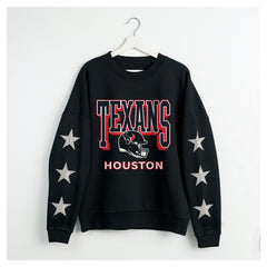 Houston Texans Gameday Couture Women's Pure Victory Rhinestud Star-Sleeve Pullover Sweatshirt - Black - NFL