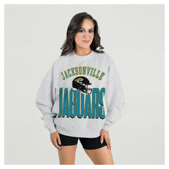 Jacksonville Jaguars Gameday Couture Women's Fierce Focus Premium Oversized Fleece Pullover Sweatshirt - Ash - NFL