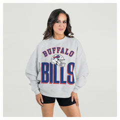 Buffalo Bills Gameday Couture Women's Fierce Focus Premium Oversized Fleece Pullover Sweatshirt - Ash - NFL