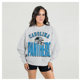 Carolina Panthers Gameday Couture Women's Fierce Focus Premium Oversized Fleece Pullover Sweatshirt - Ash - NFL