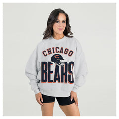Chicago Bears Gameday Couture Women's Fierce Focus Premium Oversized Fleece Pullover Sweatshirt - Ash - NFL