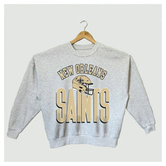 New Orleans Saints Gameday Couture Women's Fierce Focus Premium Oversized Fleece Pullover Sweatshirt - Ash - NFL