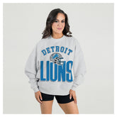 Detroit Lions Gameday Couture Women's Fierce Focus Premium Oversized Fleece Pullover Sweatshirt - Ash - NFL
