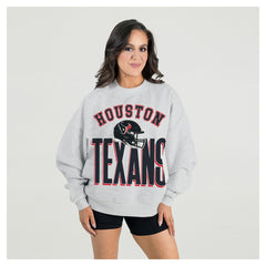 Houston Texans Gameday Couture Women's Fierce Focus Premium Oversized Fleece Pullover Sweatshirt - Ash - NFL
