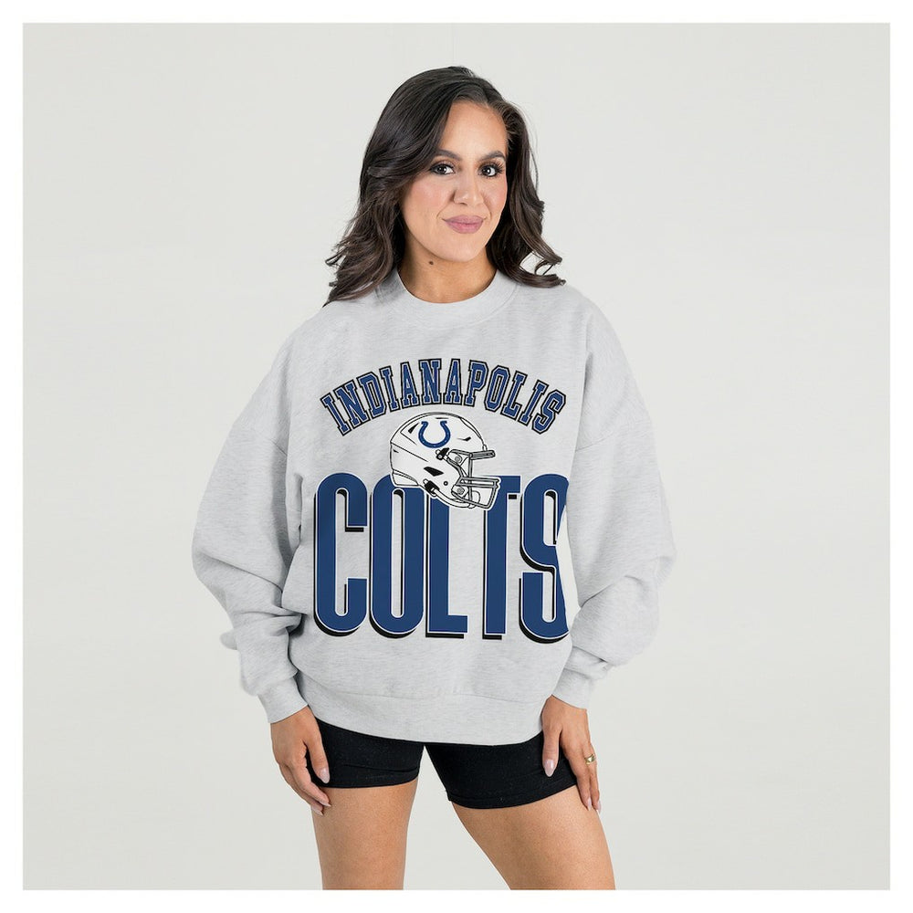 Indianapolis Colts Gameday Couture Women's Fierce Focus Premium Oversized Fleece Pullover Sweatshirt - Ash - NFL