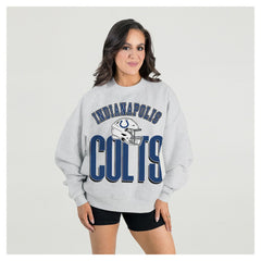 Indianapolis Colts Gameday Couture Women's Fierce Focus Premium Oversized Fleece Pullover Sweatshirt - Ash - NFL