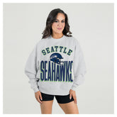 Seattle Seahawks Gameday Couture Women's Fierce Focus Premium Oversized Fleece Pullover Sweatshirt - Ash - NFL