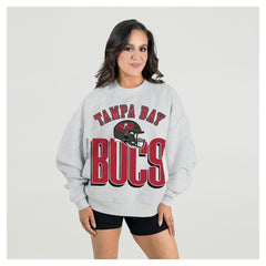 Tampa Bay Buccaneers Gameday Couture Women's Fierce Focus Premium Oversized Fleece Pullover Sweatshirt - Ash - NFL