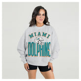 Miami Dolphins Gameday Couture Women's Fierce Focus Premium Oversized Fleece Pullover Sweatshirt - Ash - NFL