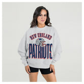 New England Patriots Gameday Couture Women's Fierce Focus Premium Oversized Fleece Pullover Sweatshirt - Ash - NFL