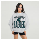 Philadelphia Eagles Gameday Couture Women's Fierce Focus Premium Oversized Fleece Pullover Sweatshirt - Ash - NFL