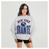 New York Giants Gameday Couture Women's Fierce Focus Premium Oversized Fleece Pullover Sweatshirt - Ash - NFL