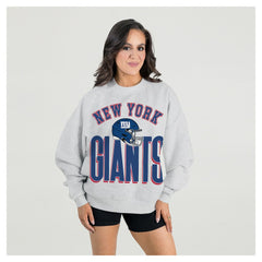 New York Giants Gameday Couture Women's Fierce Focus Premium Oversized Fleece Pullover Sweatshirt - Ash - NFL