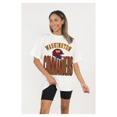 Washington Commanders Gameday Couture Women's Oversized Classic Fierce Focus T-Shirt - White - NFL
