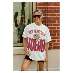 San Francisco 49ers Gameday Couture Women's Oversized Classic Fierce Focus T-Shirt - White - NFL