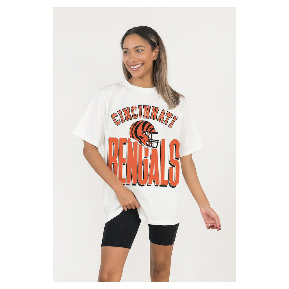 Cincinnati Bengals Gameday Couture Women's Oversized Classic Fierce Focus T-Shirt - White - NFL