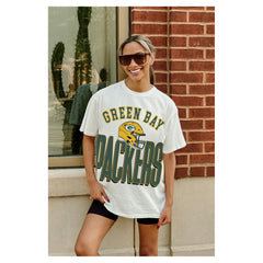 Green Bay Packers Gameday Couture Women's Oversized Classic Fierce Focus T-Shirt - White - NFL