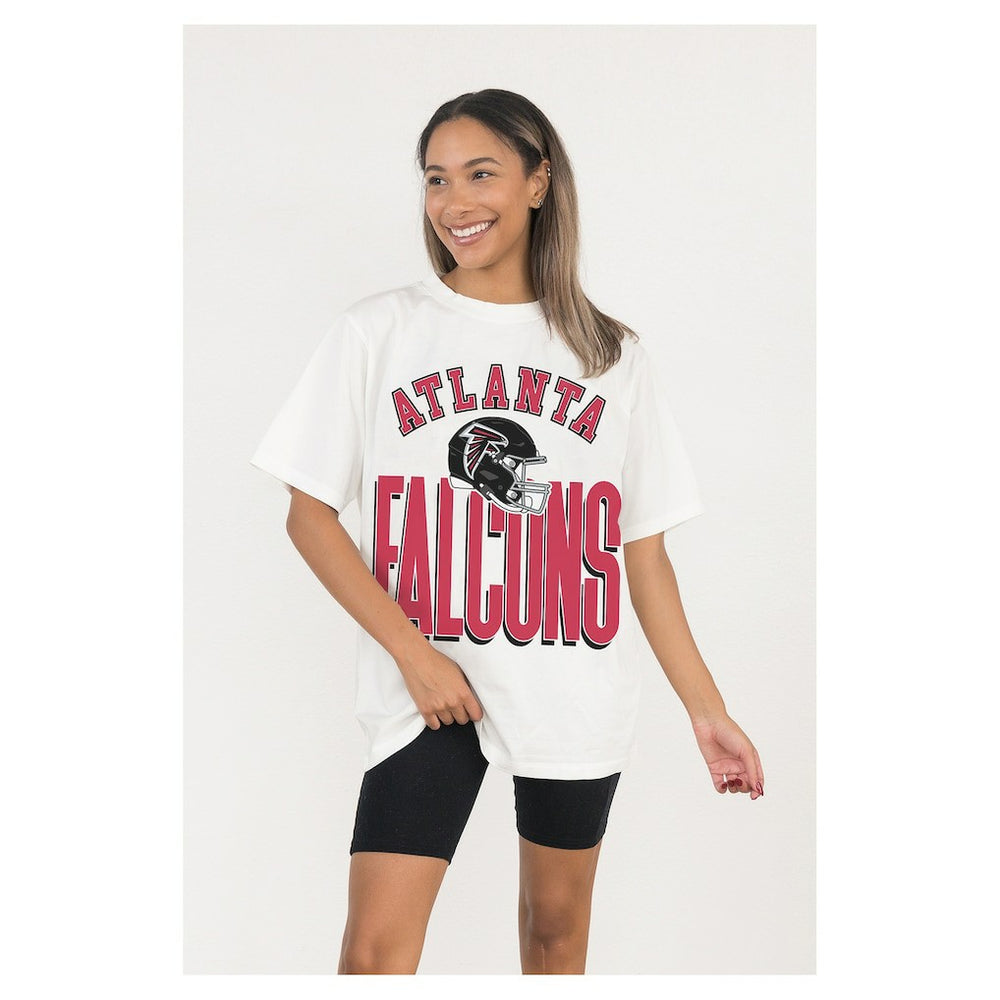 Atlanta Falcons Gameday Couture Women's Oversized Classic Fierce Focus T-Shirt - White - NFL