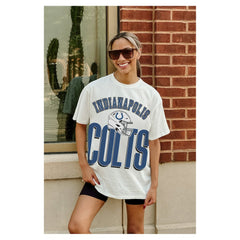 Indianapolis Colts Gameday Couture Women's Oversized Classic Fierce Focus T-Shirt - White - NFL