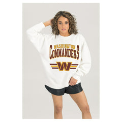 Washington Commanders Gameday Couture Women's Swift Strike Premium Oversized Fleece Pullover Sweatshirt - White - NFL
