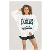 Philadelphia Eagles Gameday Couture Women's Swift Strike Premium Oversized Fleece Pullover Sweatshirt - White - NFL