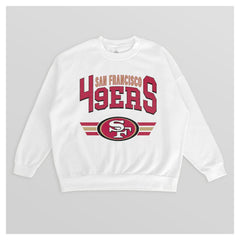 San Francisco 49ers Gameday Couture Women's Swift Strike Premium Oversized Fleece Pullover Sweatshirt - White - NFL