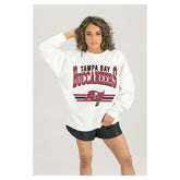 Tampa Bay Buccaneers Gameday Couture Women's Swift Strike Premium Oversized Fleece Pullover Sweatshirt - White - NFL