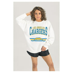 Los Angeles Chargers Gameday Couture Women's Swift Strike Premium Oversized Fleece Pullover Sweatshirt - White - NFL