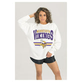 Minnesota Vikings Gameday Couture Women's Swift Strike Premium Oversized Fleece Pullover Sweatshirt - White - NFL