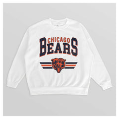 Chicago Bears Gameday Couture Women's Swift Strike Premium Oversized Fleece Pullover Sweatshirt - White - NFL