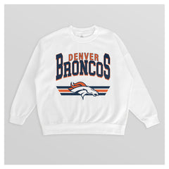 Denver Broncos Gameday Couture Women's Swift Strike Premium Oversized Fleece Pullover Sweatshirt - White - NFL