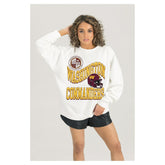 Washington Commanders Gameday Couture Women's Oversized Hard Earned Premium Fleece Pullover Sweatshirt - White - NFL