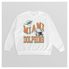 Miami Dolphins Gameday Couture Women's Oversized Hard Earned Premium Fleece Pullover Sweatshirt - White - NFL