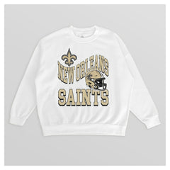 New Orleans Saints Gameday Couture Women's Oversized Hard Earned Premium Fleece Pullover Sweatshirt - White - NFL