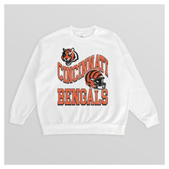 Cincinnati Bengals Gameday Couture Women's Oversized Hard Earned Premium Fleece Pullover Sweatshirt - White - NFL