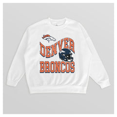 Denver Broncos Gameday Couture Women's Oversized Hard Earned Premium Fleece Pullover Sweatshirt - White - NFL