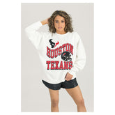 Houston Texans Gameday Couture Women's Oversized Hard Earned Premium Fleece Pullover Sweatshirt - White - NFL
